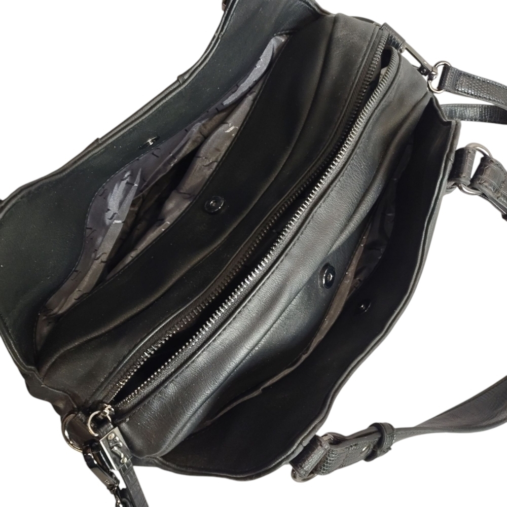 Simply Vera Vera Wang Black PU Shoulder Crossbody Handbag Multi Pockets Dividers - Picture 4 of 11
